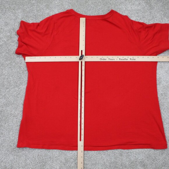Tommy Hilfiger Shirt Womens 2XL XXL Red Big Logo Cotton/Modal Short Sleeve - Picture 9 of 12